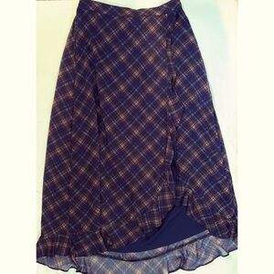 Maurices Plaid Navy Blue Maxi Skirt